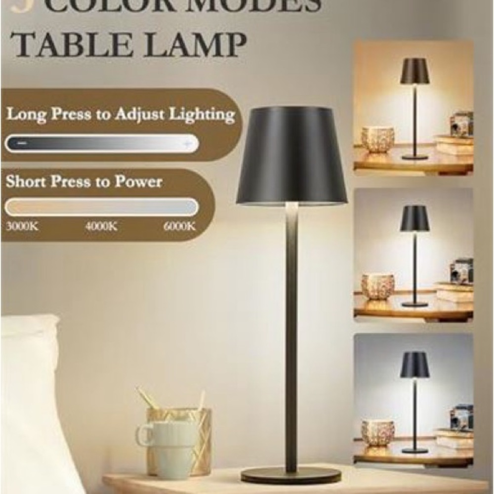NEW Two Black LED Portable Lamps with Adjustable Lighting